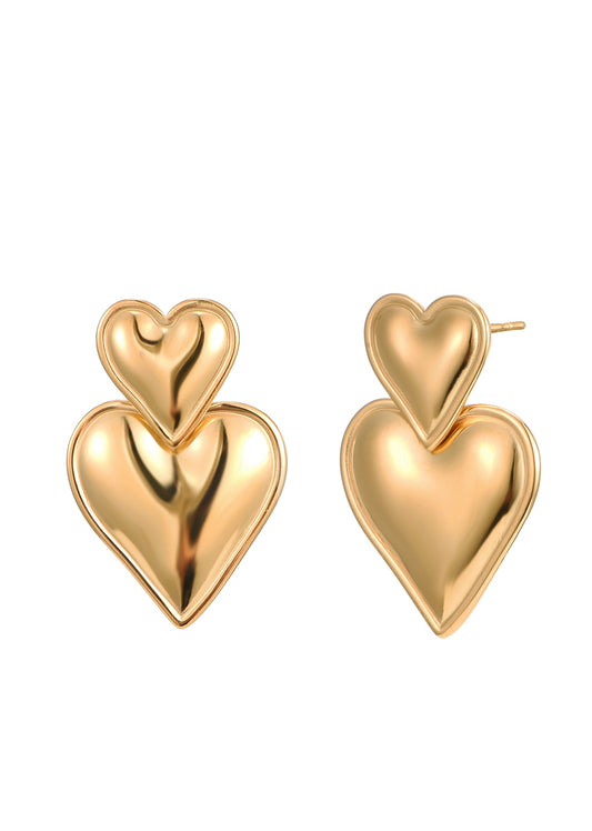 Orecchini a forma di cuore dorato