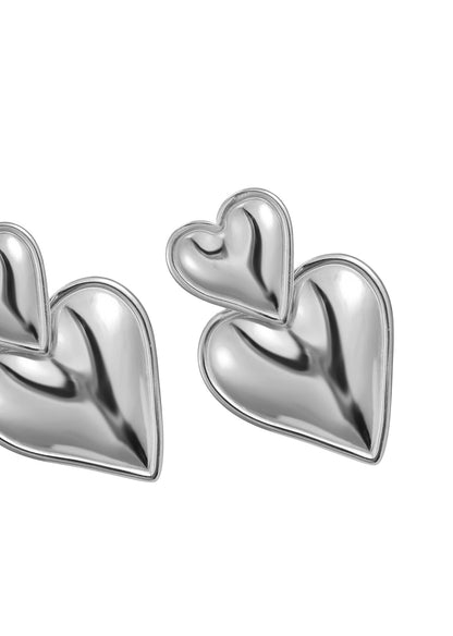 Herz Herz Silber Ohrringe
