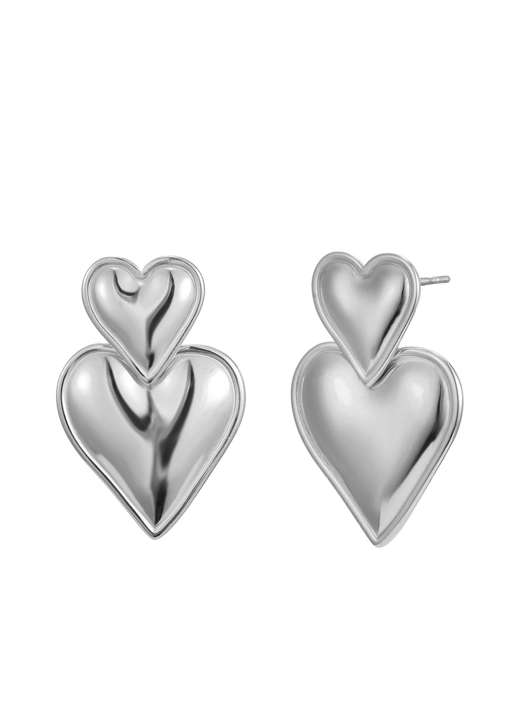 Herz Herz Silber Ohrringe