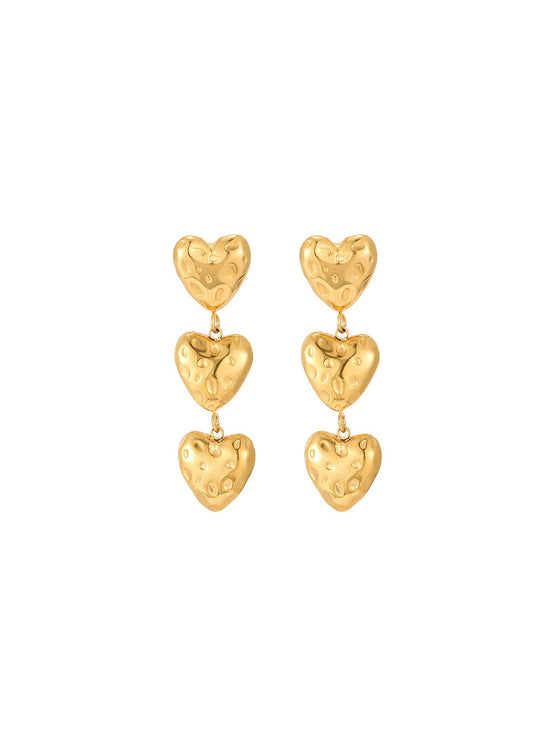 Orecchini Myra Trio Heart dorati
