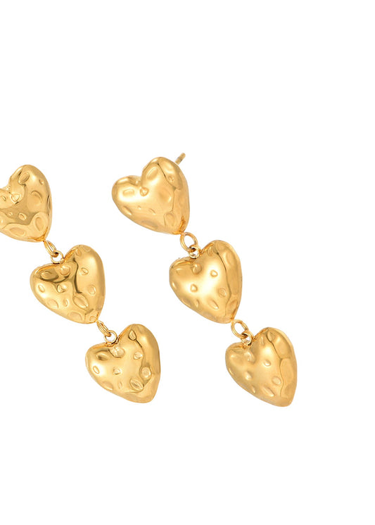 Orecchini Myra Trio Heart dorati