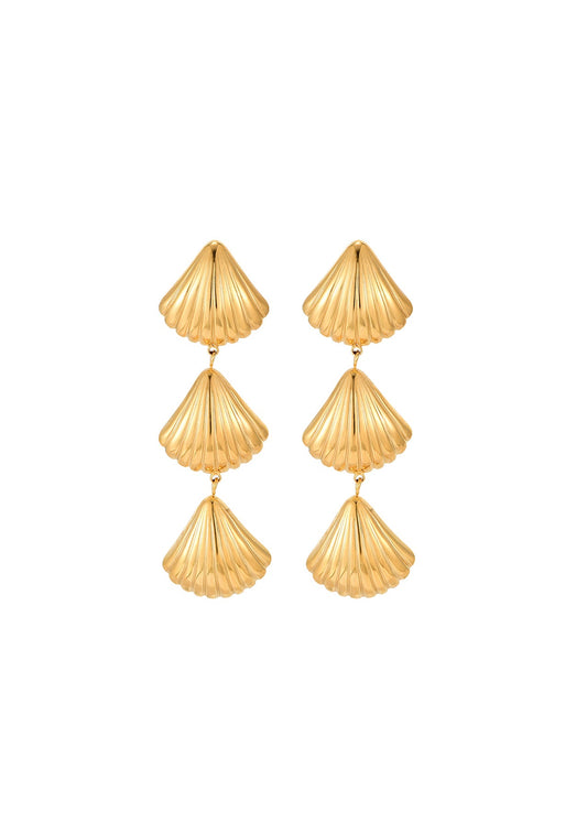 Orecchini Myra Trio Shell dorati