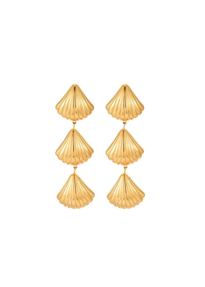 Orecchini Myra Trio Shell dorati
