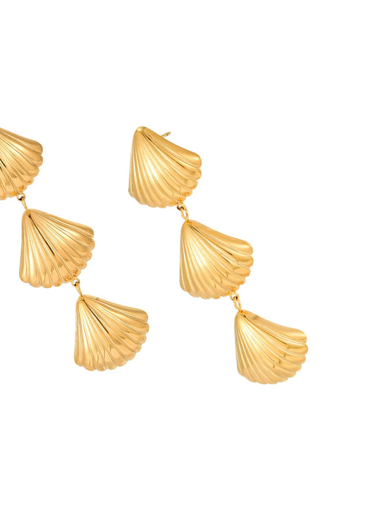 Orecchini Myra Trio Shell dorati