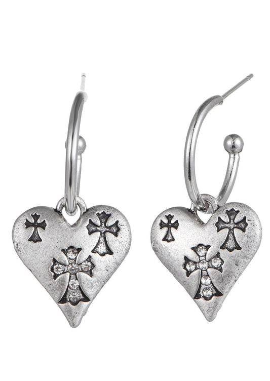 Orecchini in argento con cuore a croce Yuuna