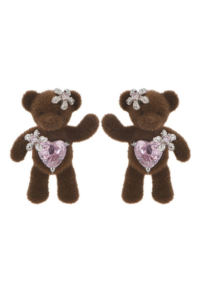 Hug Me Bear I Heart Earrings