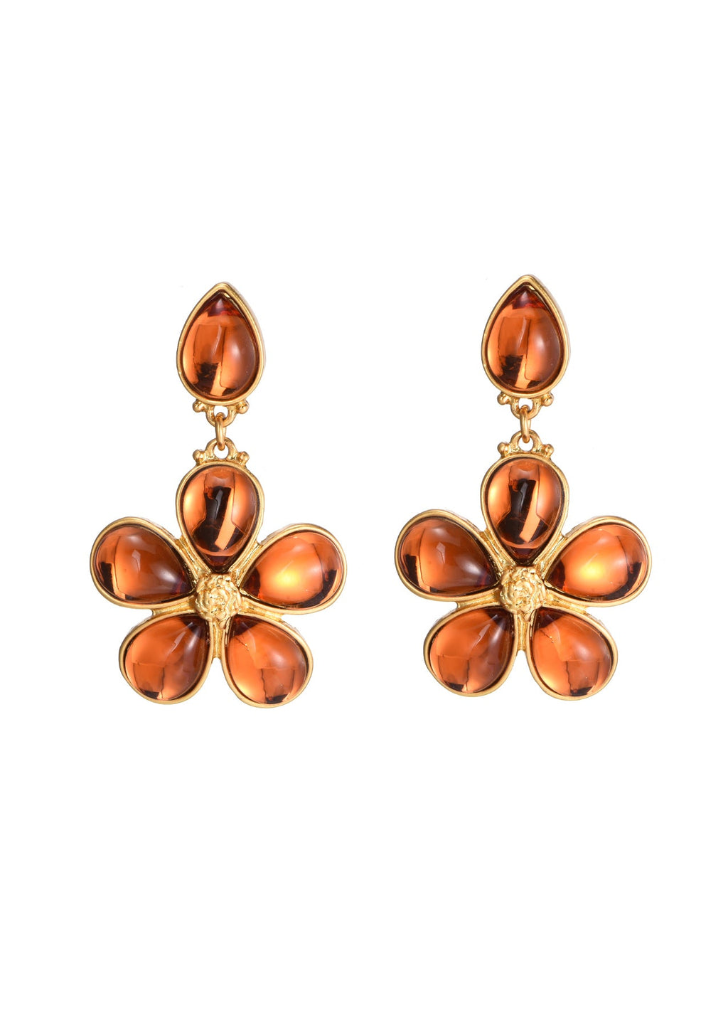Mittsommer Orange Blume Vintage Ohrringe