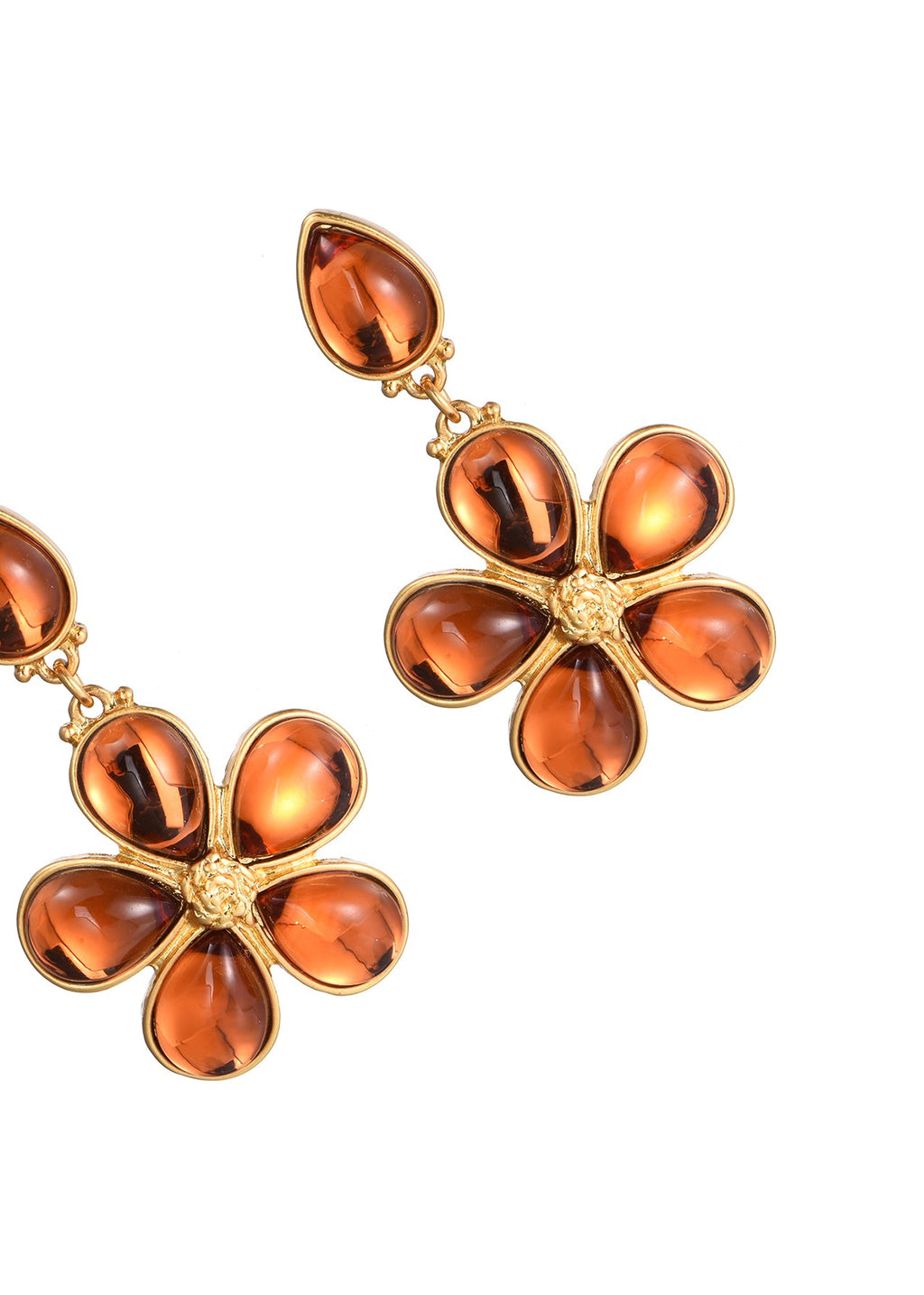 Mittsommer Orange Blume Vintage Ohrringe