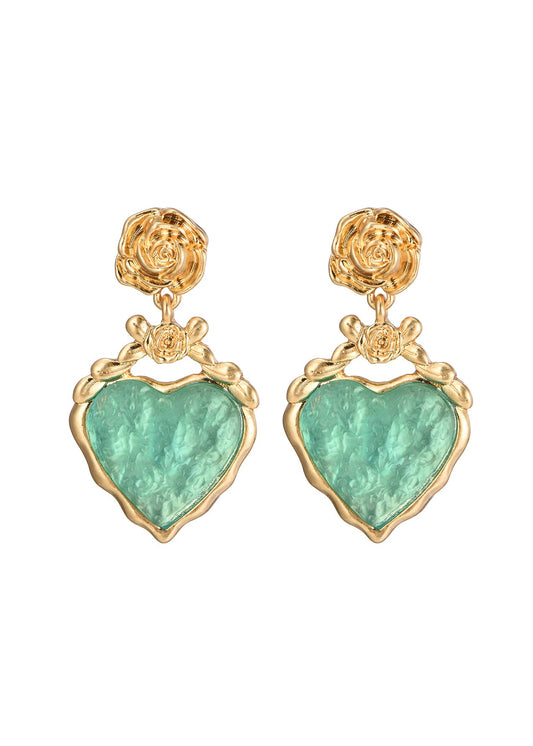 Midsummer Love In Mint Vintage Golden Eearrings