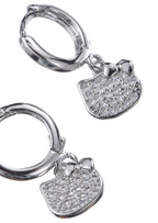 Glitzernde Kätzchen-Diamant-Silberohrringe