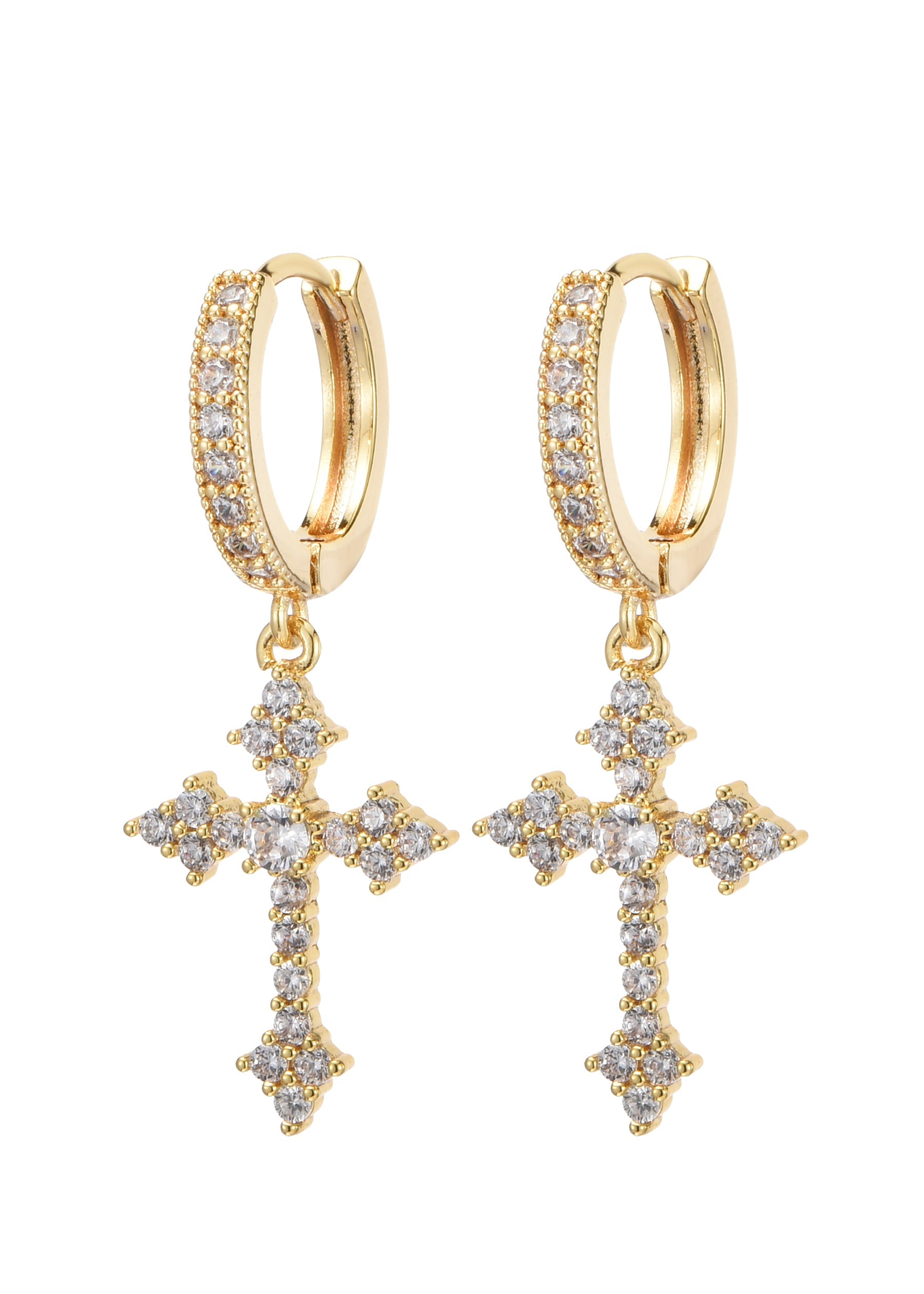 Ivonne Gothic Goldene Kreuz Ohrringe