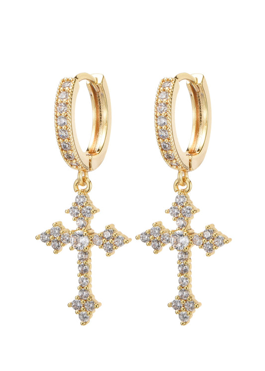 Ivonne Gothic Goldene Kreuz Ohrringe