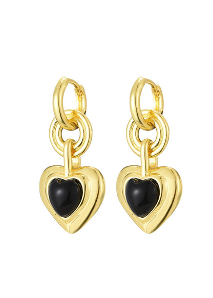 Orecchini dorati Roxy Black Heart