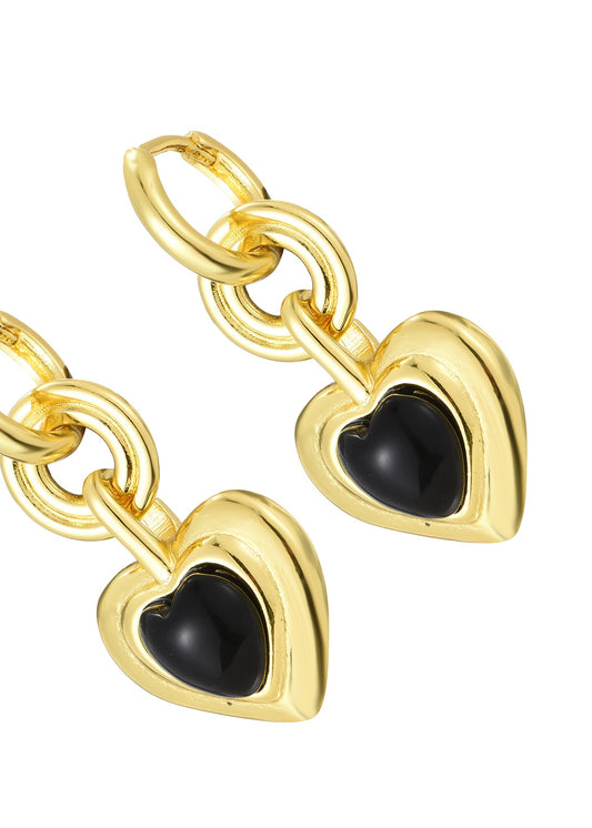 Orecchini dorati Roxy Black Heart