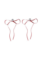 Rote Schleife Lange Band Ohrringe