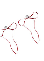 Rote Schleife Lange Band Ohrringe