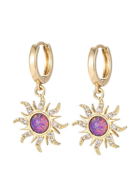 Kasey – Goldene Ohrringe mit rosa Sonnenopal
