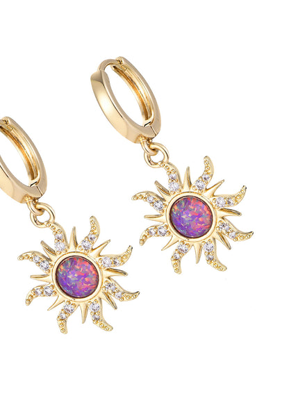 Kasey – Goldene Ohrringe mit rosa Sonnenopal