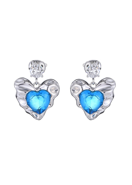 Orecchini a forma di cuore in argento blu Olli