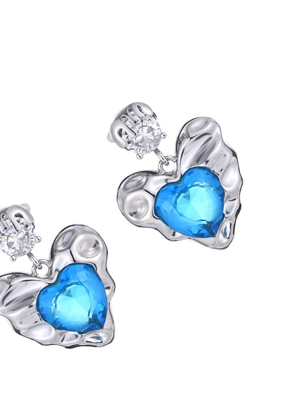 Orecchini a forma di cuore in argento blu Olli