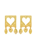 Amano Vintage Quadratische Herz Goldene Ohrringe