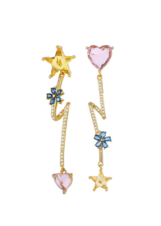 Orecchini Raymond Stella e Cuore Rosa e Giallo