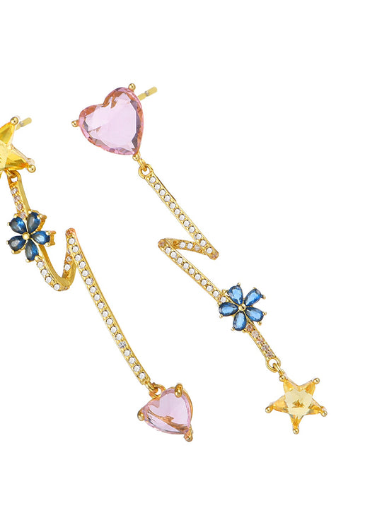 Orecchini Raymond Stella e Cuore Rosa e Giallo