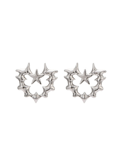 Love Me Y2k Silver Heart Earrings II