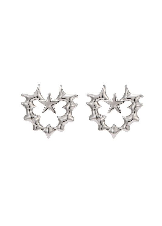 Love Me Y2k Silver Heart Earrings II