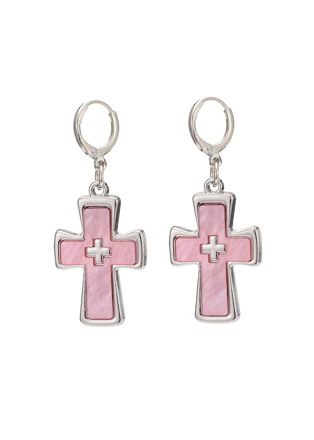Diane Pink Silber Kreuz Ohrringe