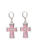 Diane Pink Silber Kreuz Ohrringe