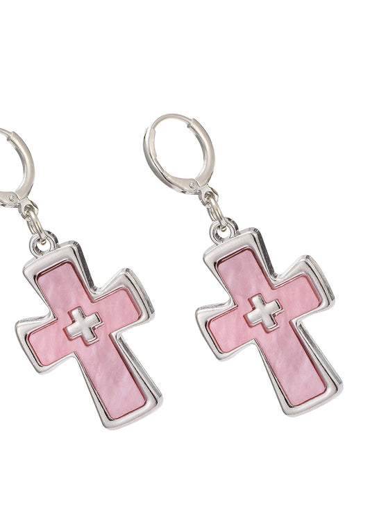 Orecchini a croce in argento Diane Pink