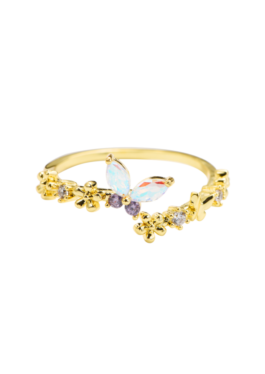 Mini Lila Schmetterling Goldener Ring