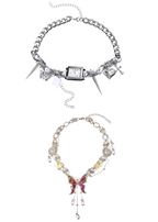 Mitternachtsuhr Y2k Grunge Silber Choker Halskette