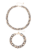 Leo Leopard Goldene Kette Halskette Armband Set