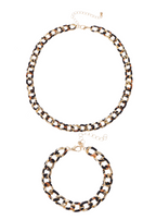 Leo Leopard Goldene Kette Halskette Armband Set