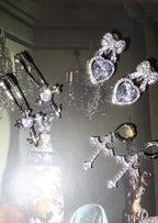 Fantasy Love Kreuz Herz Silber Ohrringe