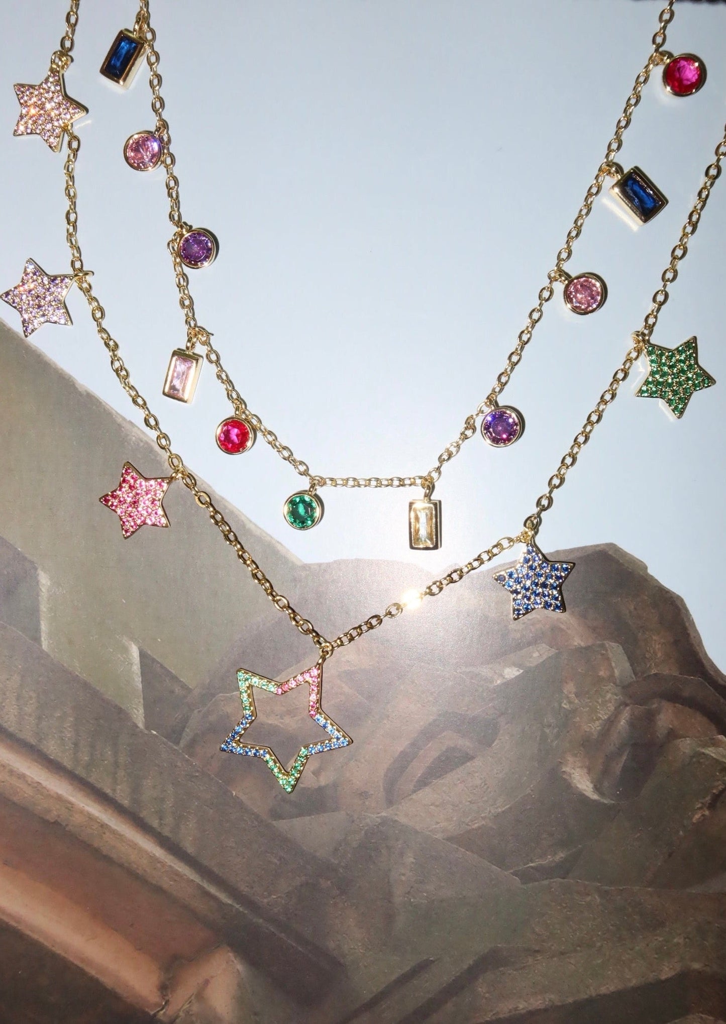 Rainbow Stars Golden Necklace