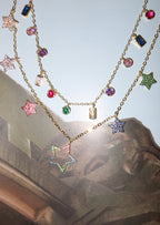 Bunte goldene Halskette mit Kristallen von Dixie