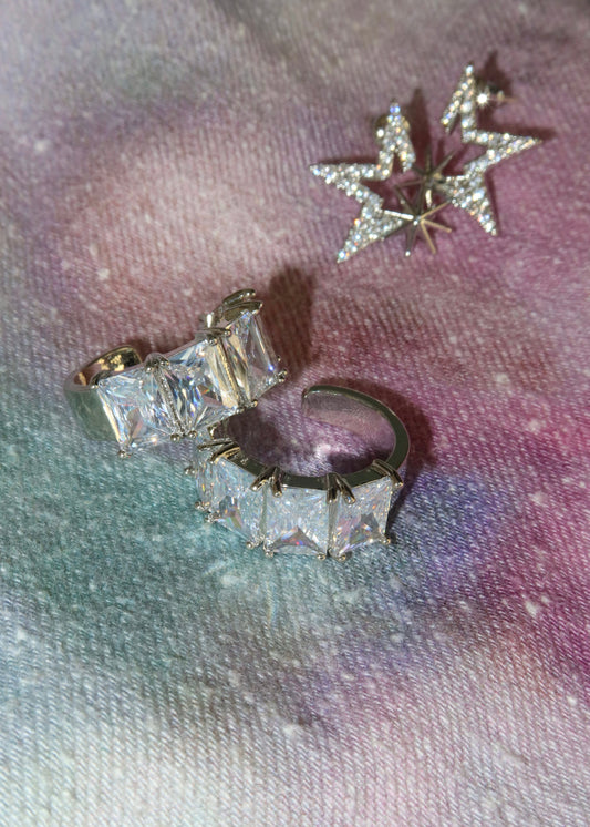 Cocktail-Silber-Diamant-Ohrringe