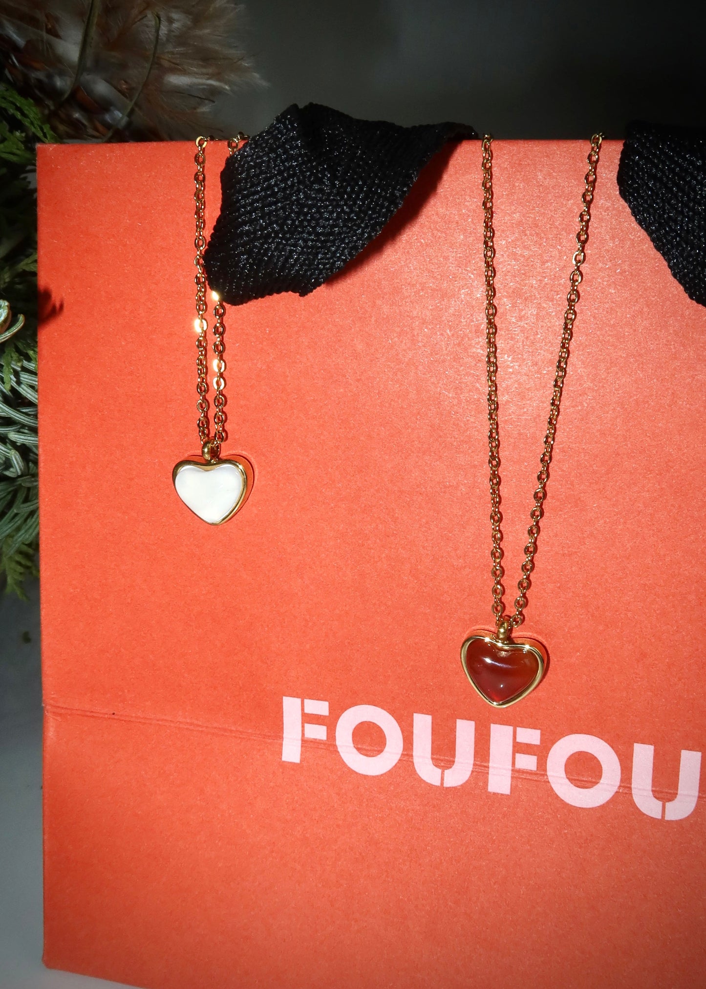 Emily White Agate Heart Necklace