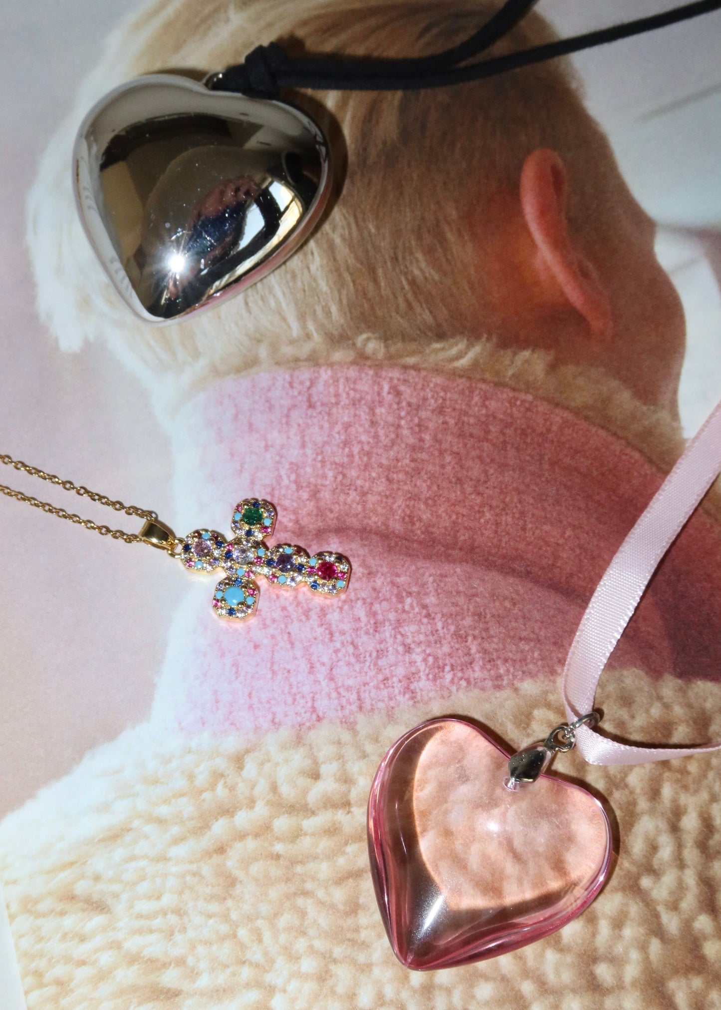 Isabelle Pink Dream Herz-Halskette aus Samt