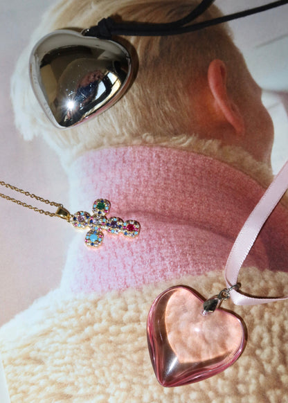 Isabelle Pink Dream Herz-Halskette aus Samt