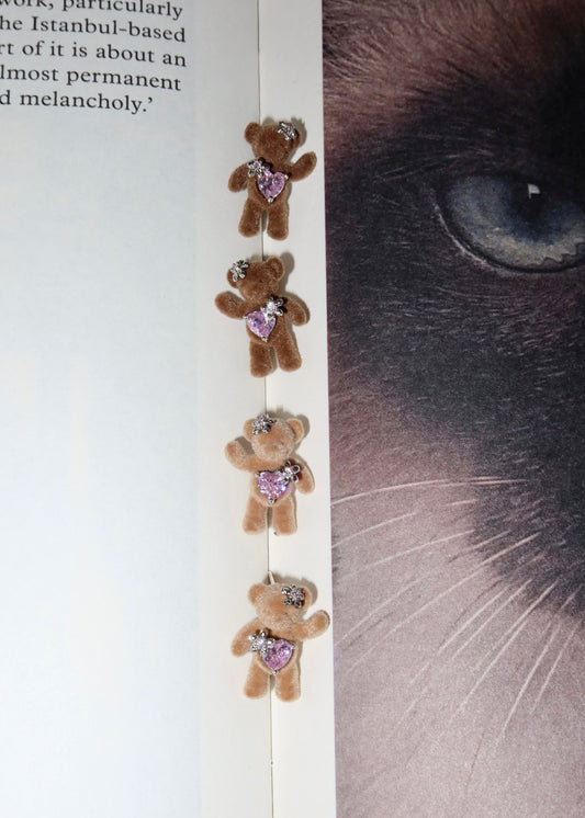 Hug Me Bear II Heart Earrings