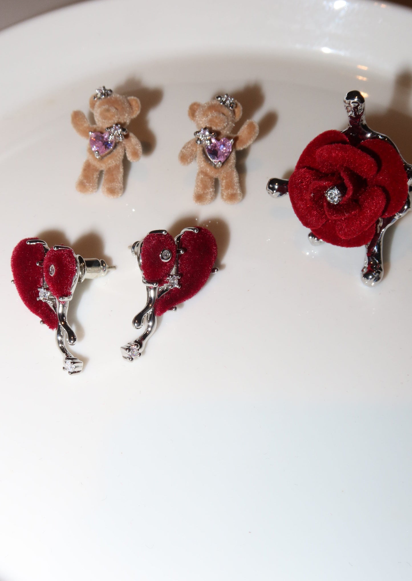 Hug Me Bear I Heart Earrings