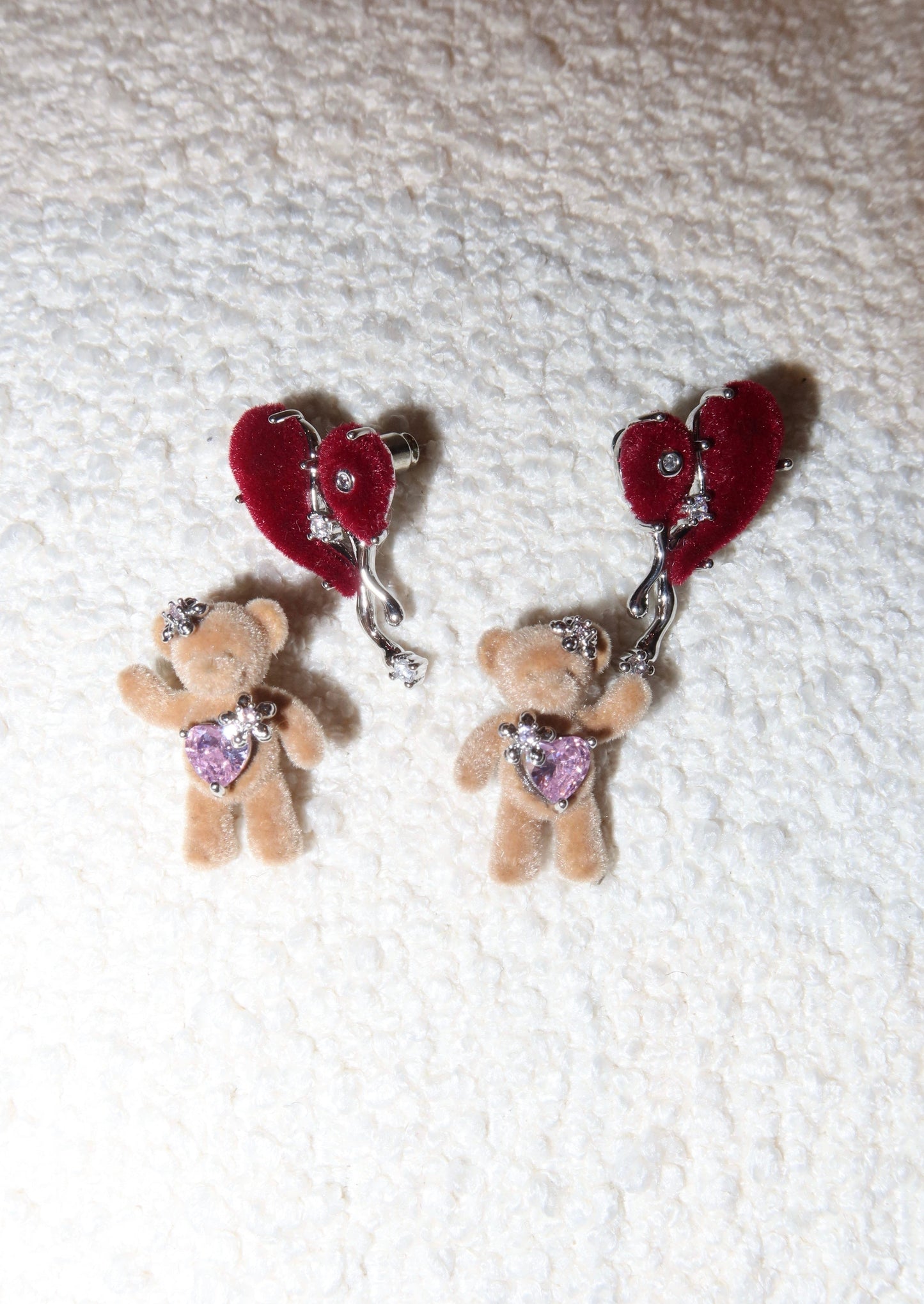 Hug Me Bear I Heart Earrings