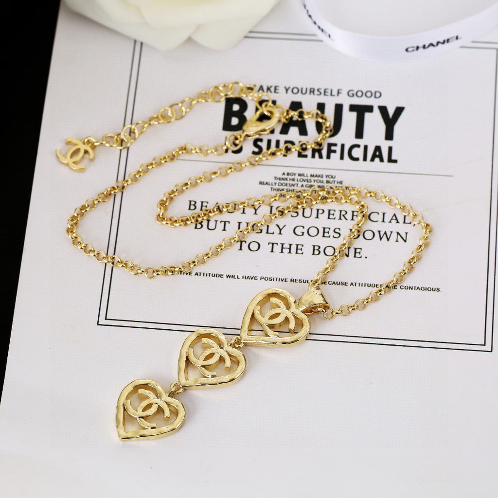 Love Heart Gold Chain Necklace