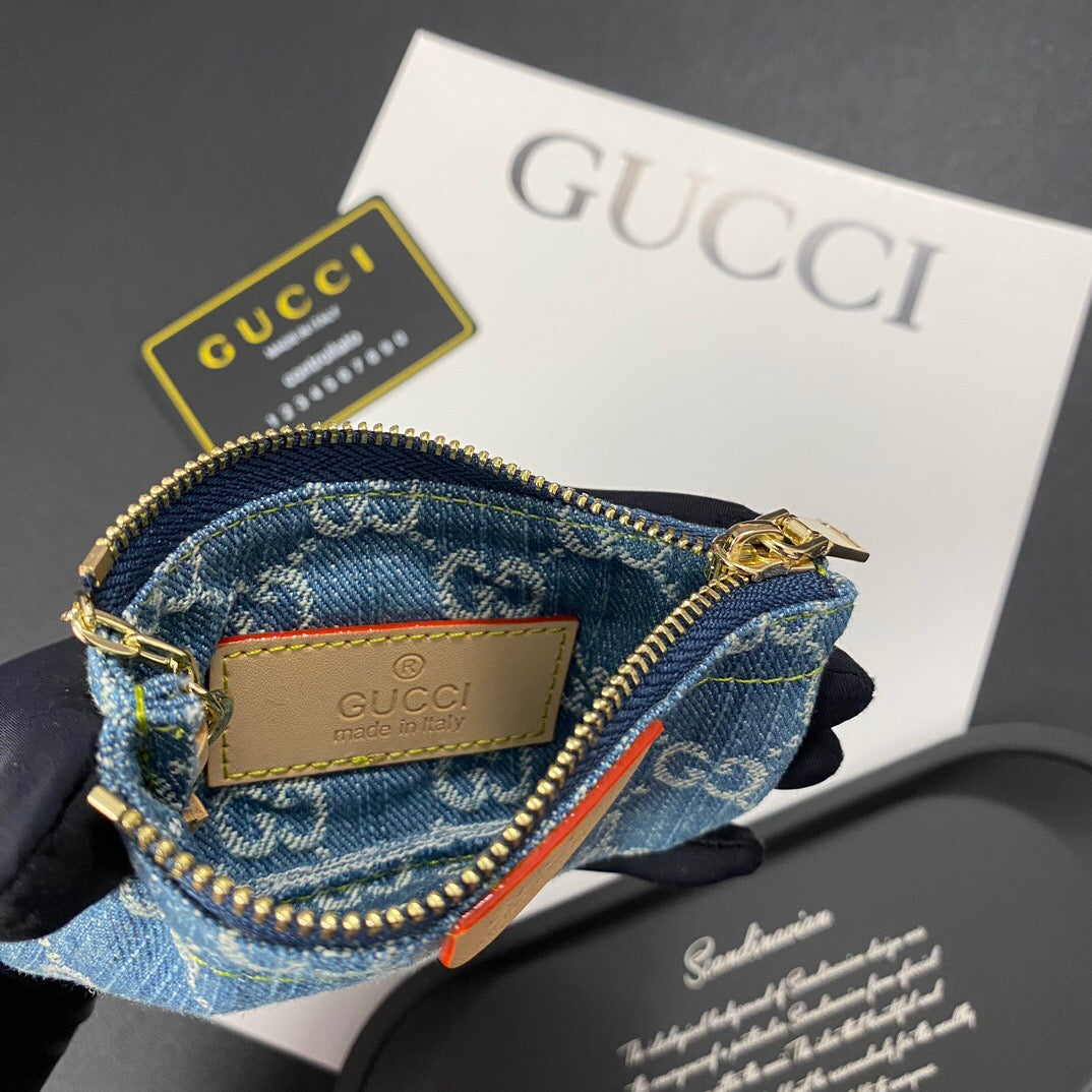 Trendy Denim-Karten-Münzgeldbörse mit Kette
