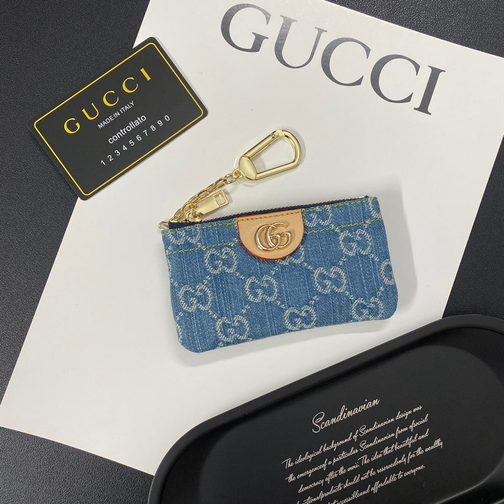 Trendy Denim-Karten-Münzgeldbörse mit Kette