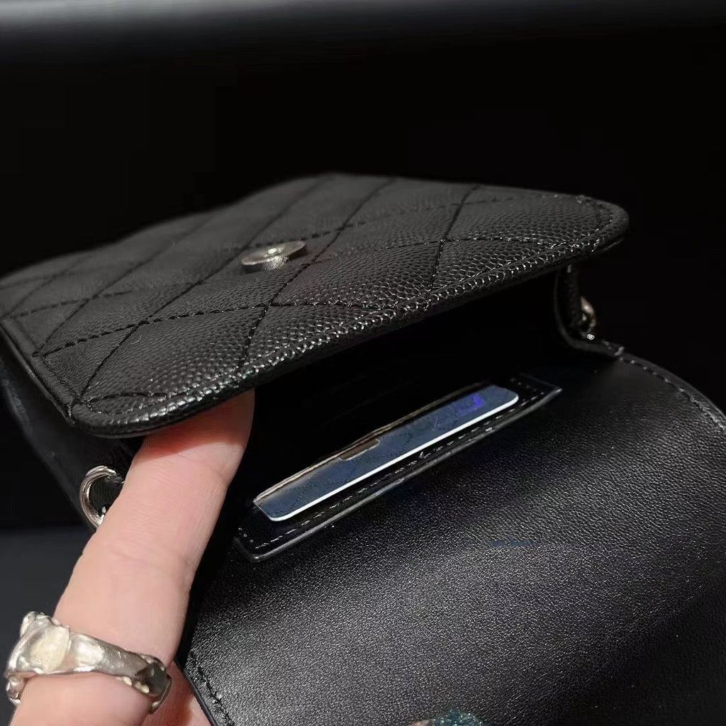 Borsa per telefono in pelle nera